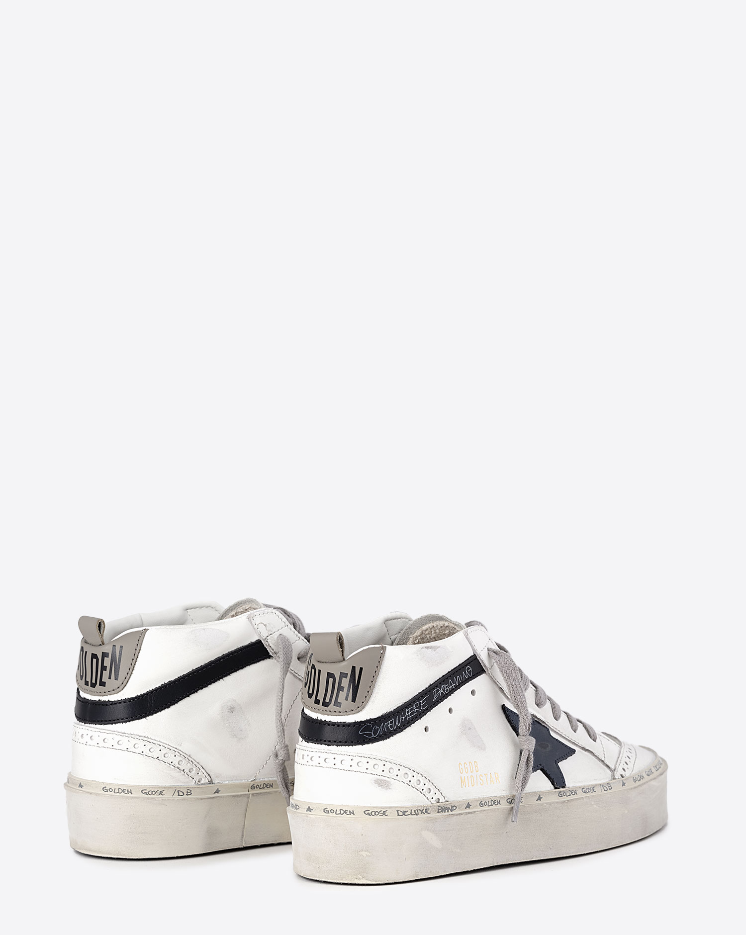 Golden Goose Femme Sneakers Hi Mid Star Blanc Bleu Noir 11936