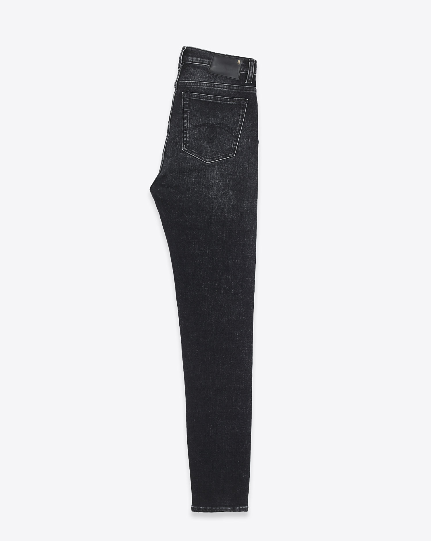 Jeans High Rise Skinny R13 Denim en denim noir délavé. 
