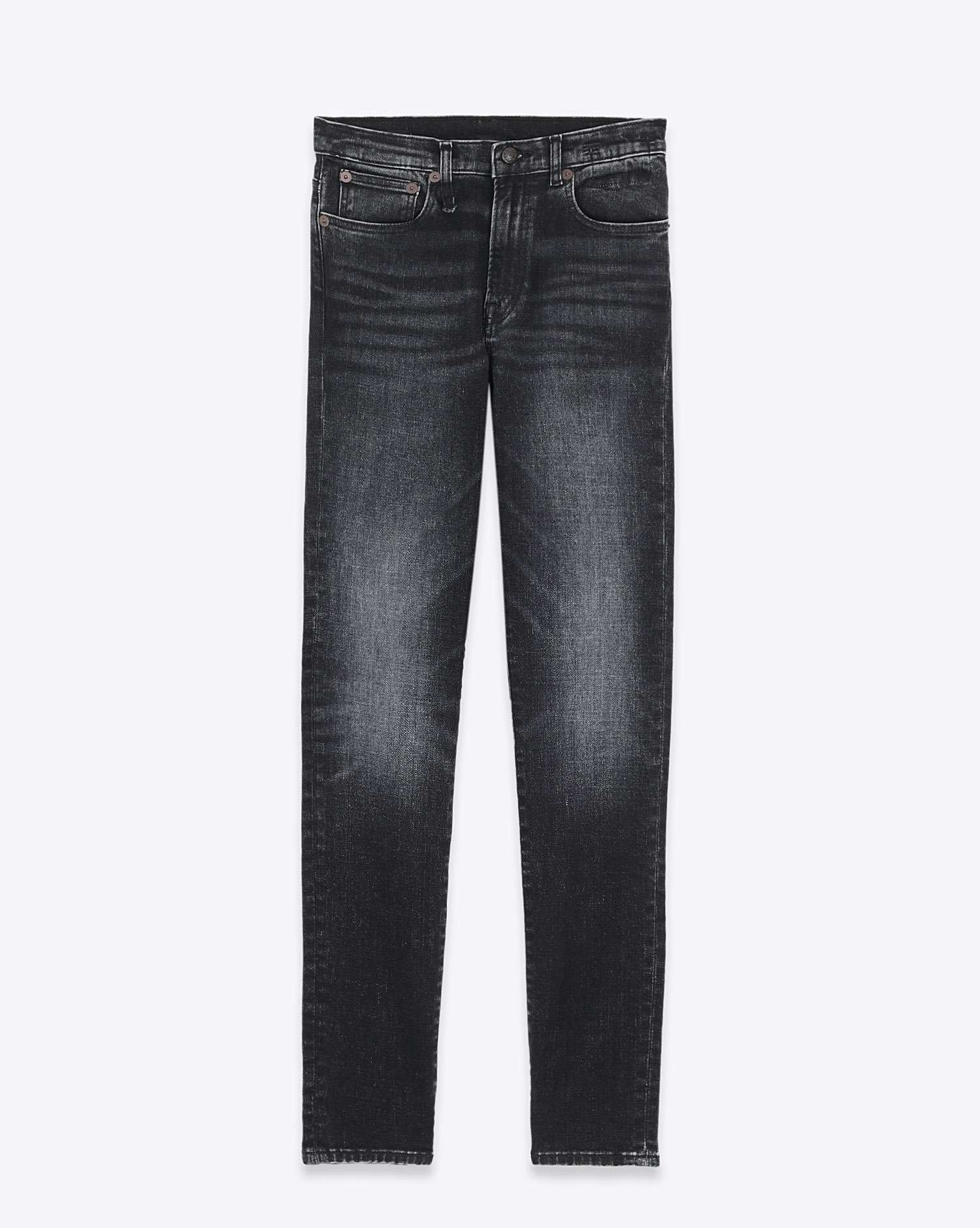 Jeans High Rise Skinny R13 Denim en denim noir délavé. 
