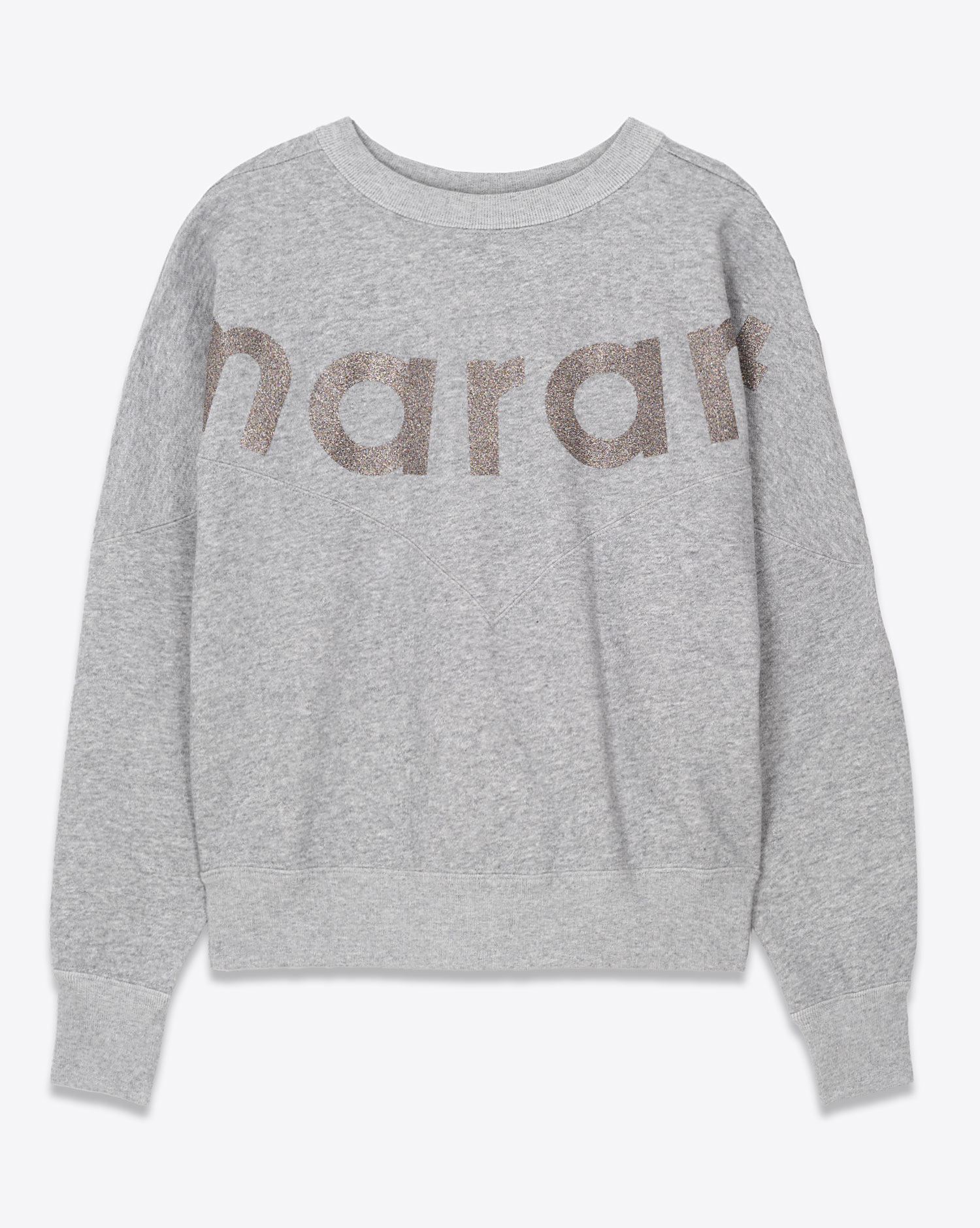 Produit Sweat manches longues Houston Isabel Marant Etoile en coton gris avec logo à paillettes.

