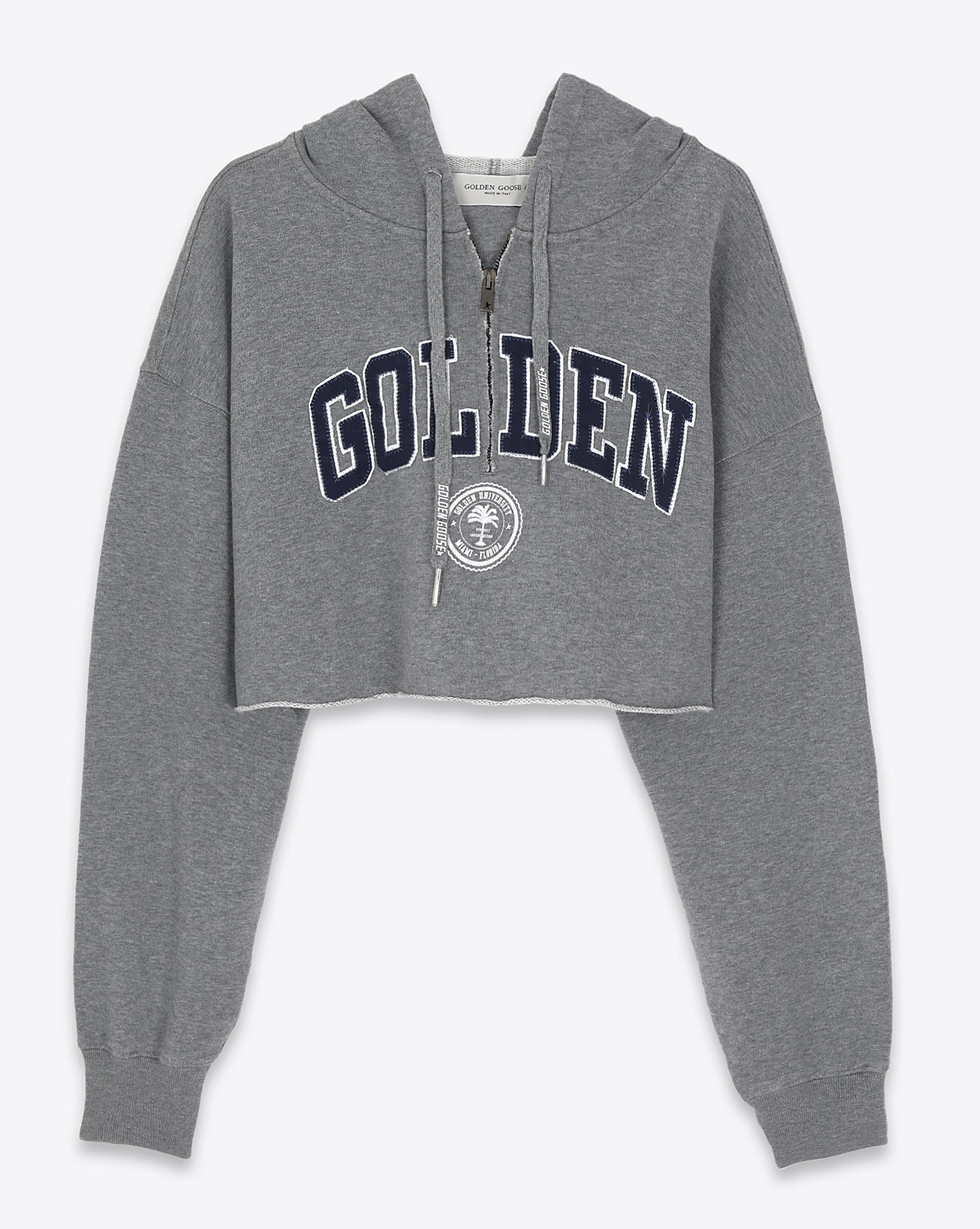 Image du produit Golden Goose Vêtements Collection Journey Sweatshirt Crop Hoodie - Grey Melange Black White 60350