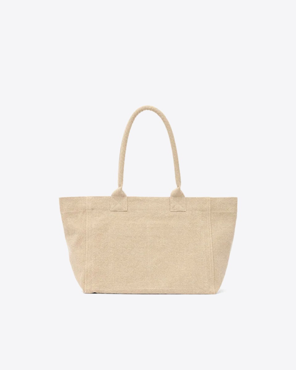 Sac cabas Yenky Zipped Isabel Marant en toile beige logo &laquo; MARANT &raquo; brod&eacute; &eacute;cru devant. Vue de dos.