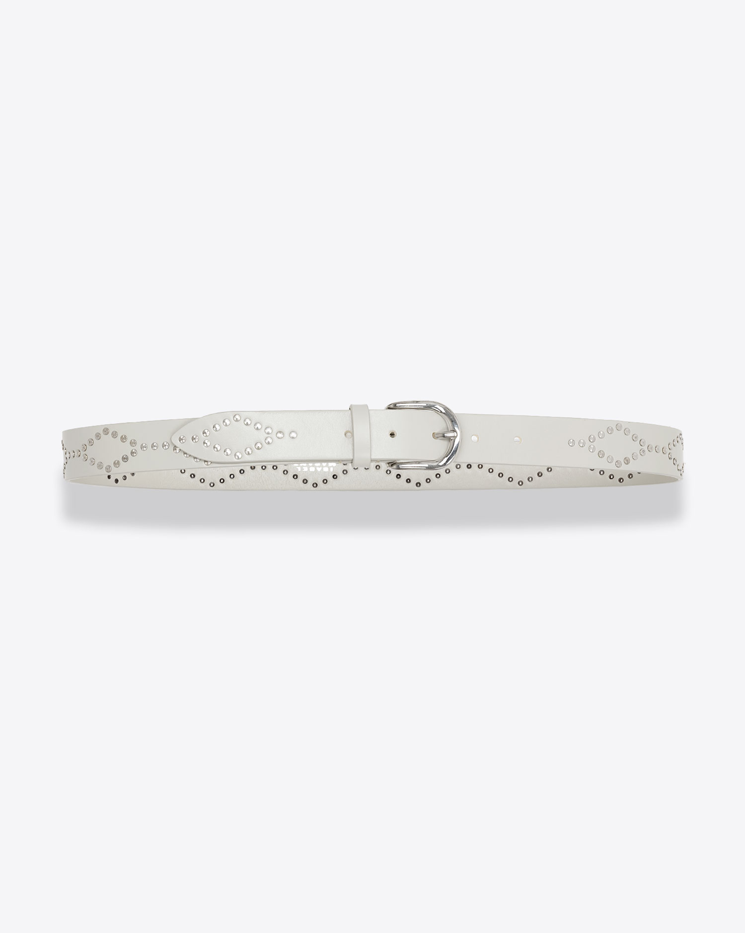 Produit Ceinture en cuir écru clouté métal argenté Liliana Isabel Marant. Face.