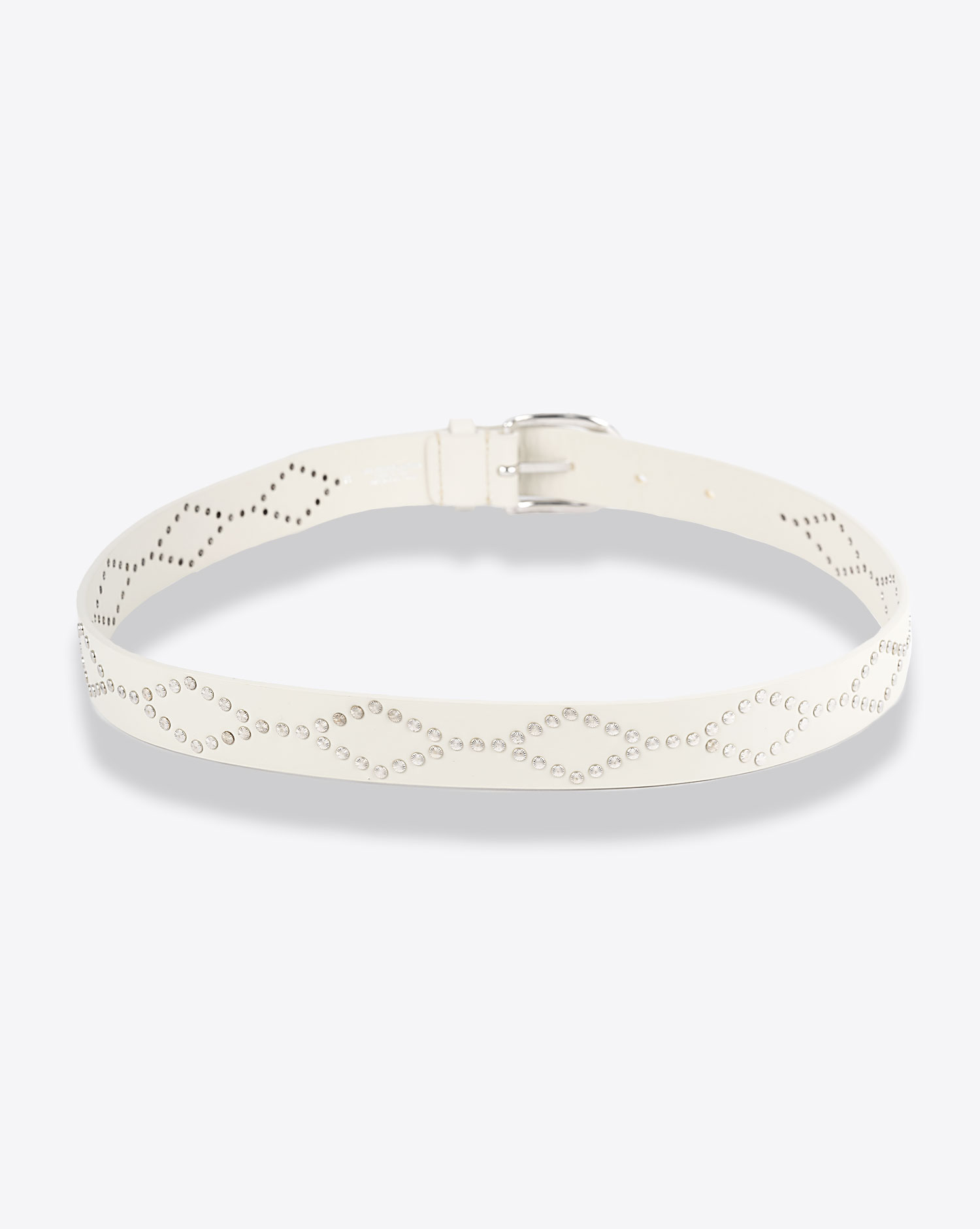 Produit Ceinture en cuir écru clouté métal argenté Liliana Isabel Marant. Dos.