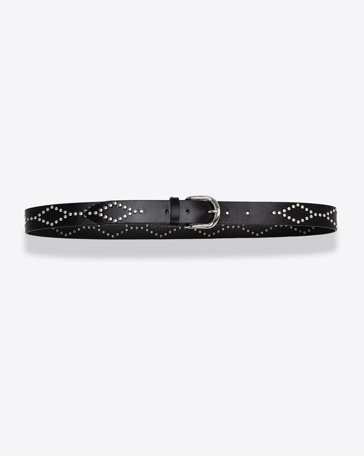 Produit Ceinture en cuir noir clouté argenté Liliana Isabel Marant. Face.