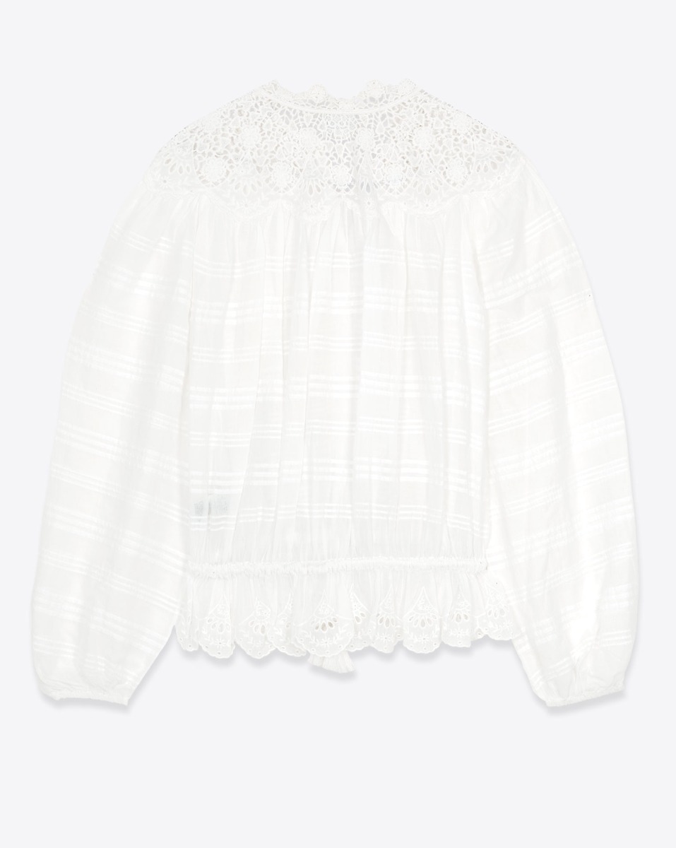 Chemise Polly Isabel Marant &Eacute;toile en voile de coton et dentelle blanche. Vue de dos. 