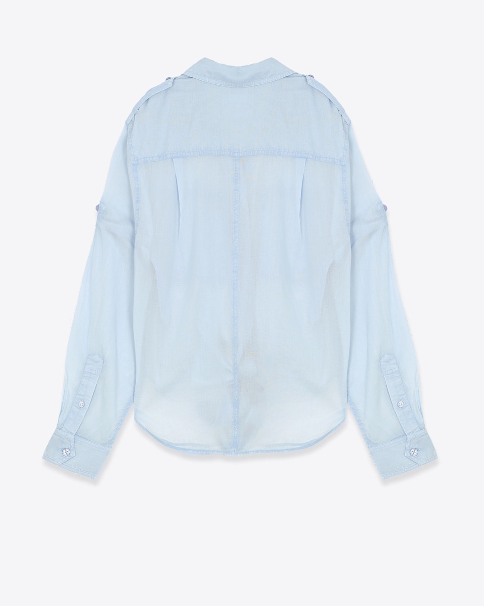 Chemise Valiane Isabel Marant Etoile en voile de coton bleu clair. Vue de dos.