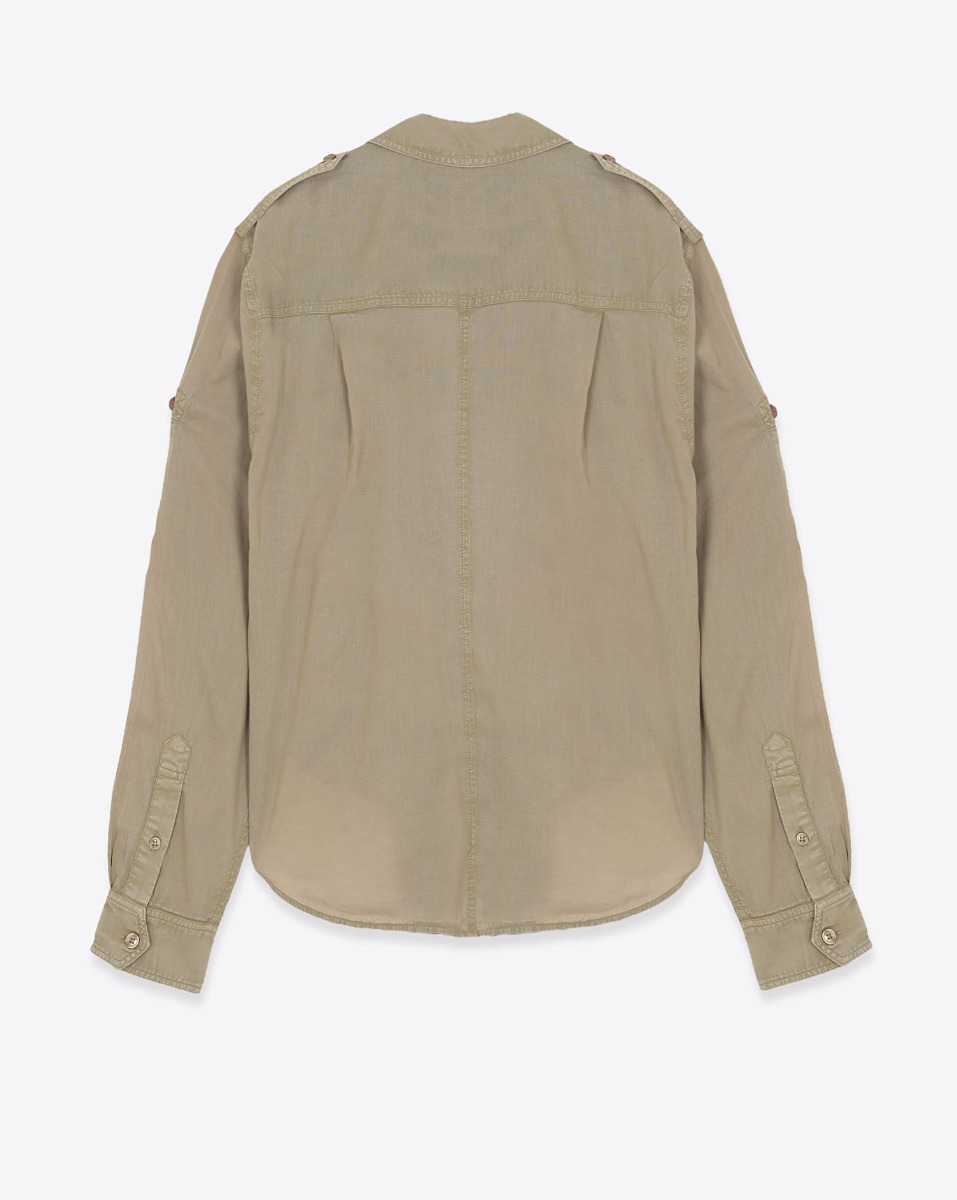 Chemise &agrave; nouer Valiane Isabel Marant Etoile en voile de coton kaki clair. Vue de dos.