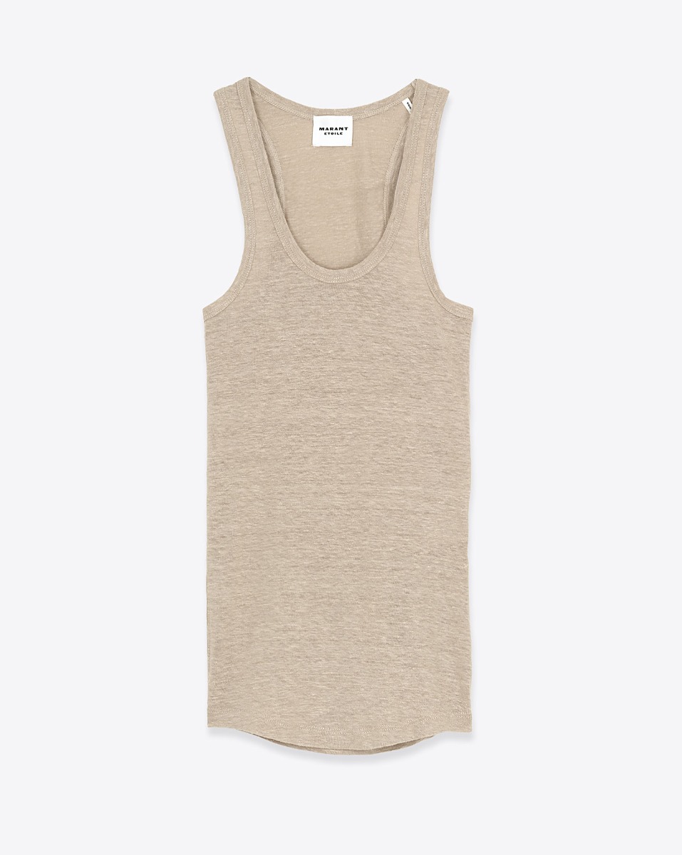 D&eacute;bardeur Thea Isabel Marant &Eacute;toile en lin beige. Vue de face.