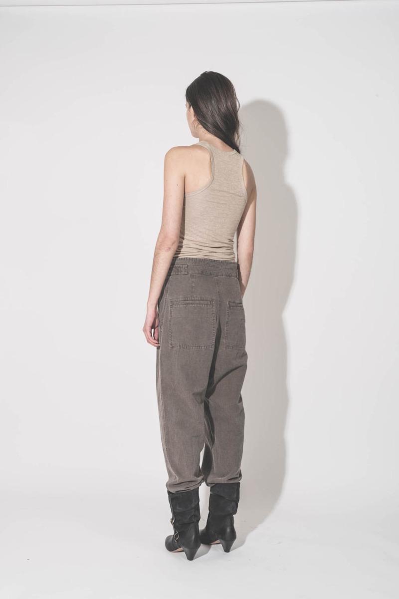 D&eacute;bardeur Thea Isabel Marant &Eacute;toile en lin beige, port&eacute; de dos.