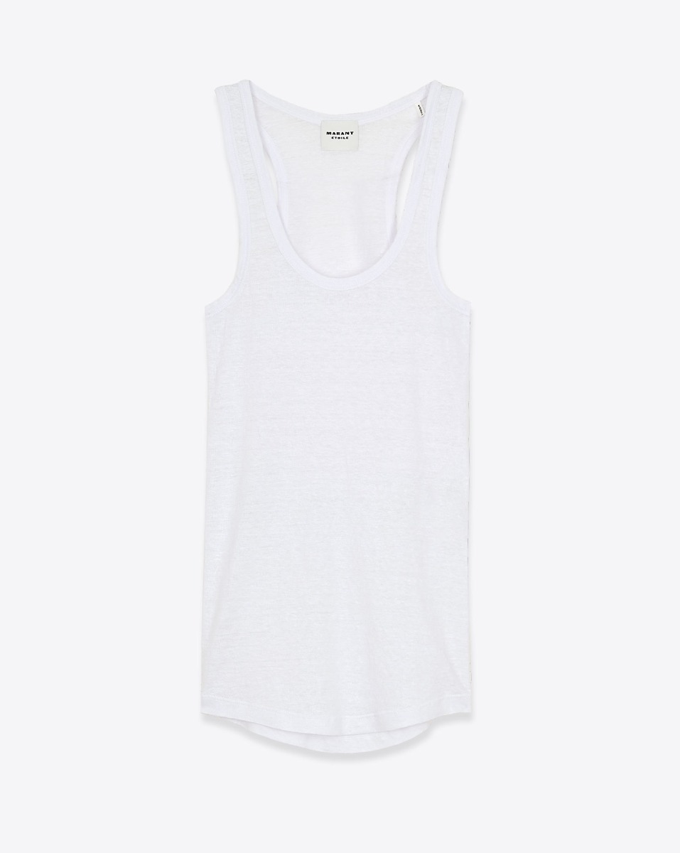 D&eacute;bardeur Th&eacute;a Isabel Marant &Eacute;toile en lin blanc. Vue de face.