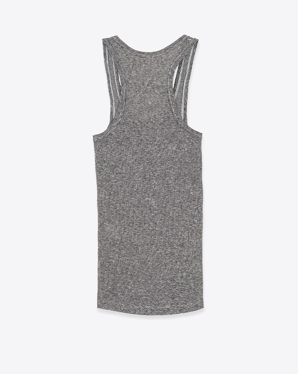 D&eacute;bardeur Th&eacute;a Isabel Marant Etoile &agrave; rayures noires et blanches en coton et lin. Vue de dos.