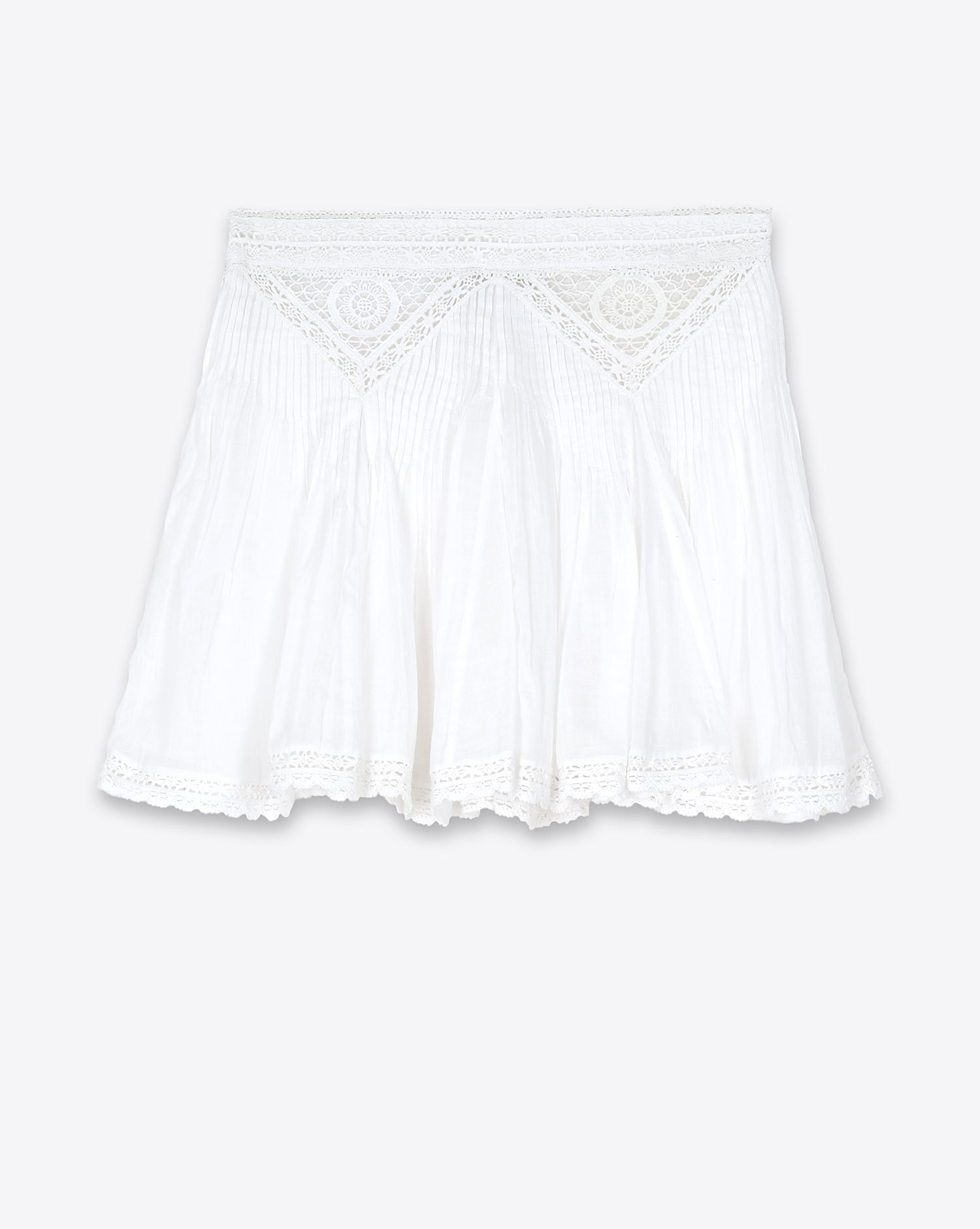 Produit Jupe courte Goldie Isabel Marant Etoile en voile de coton et dentelle blanche. Dos.