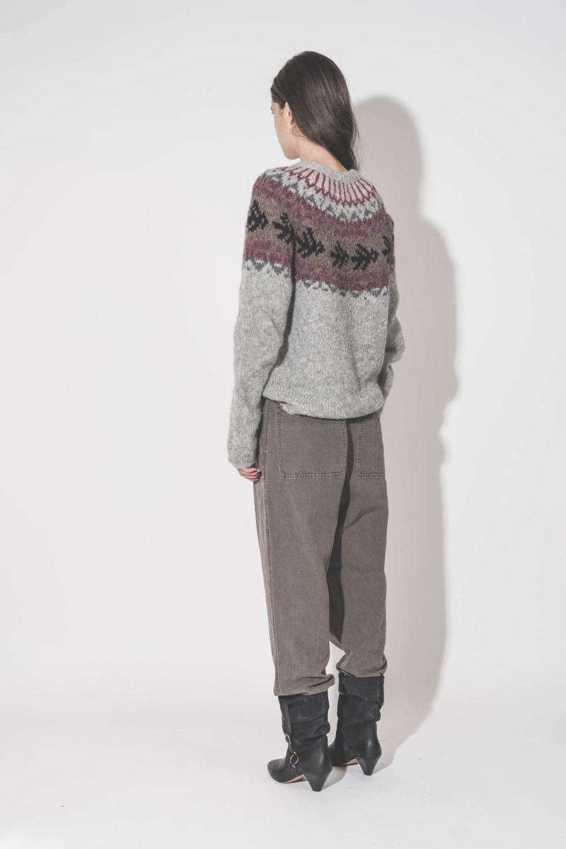 Pantalon Neriah Isabel Marant Etoile en coton et lin Dark Bronze, port&eacute; de dos.