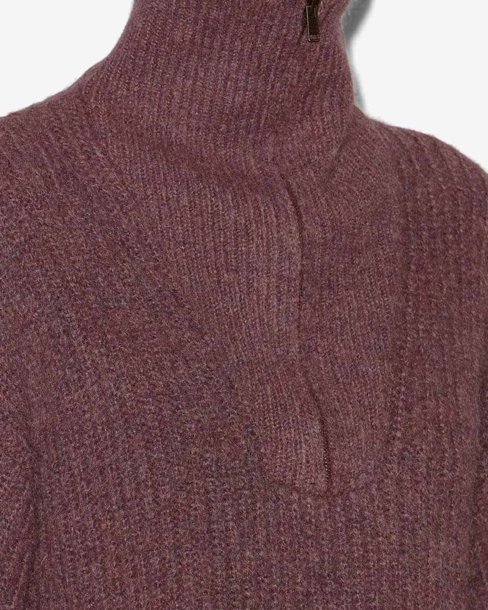 Pull camionneur Danita Isabel Marant Etoile en mohair et laine mélangée Rosewood porté col remonté.