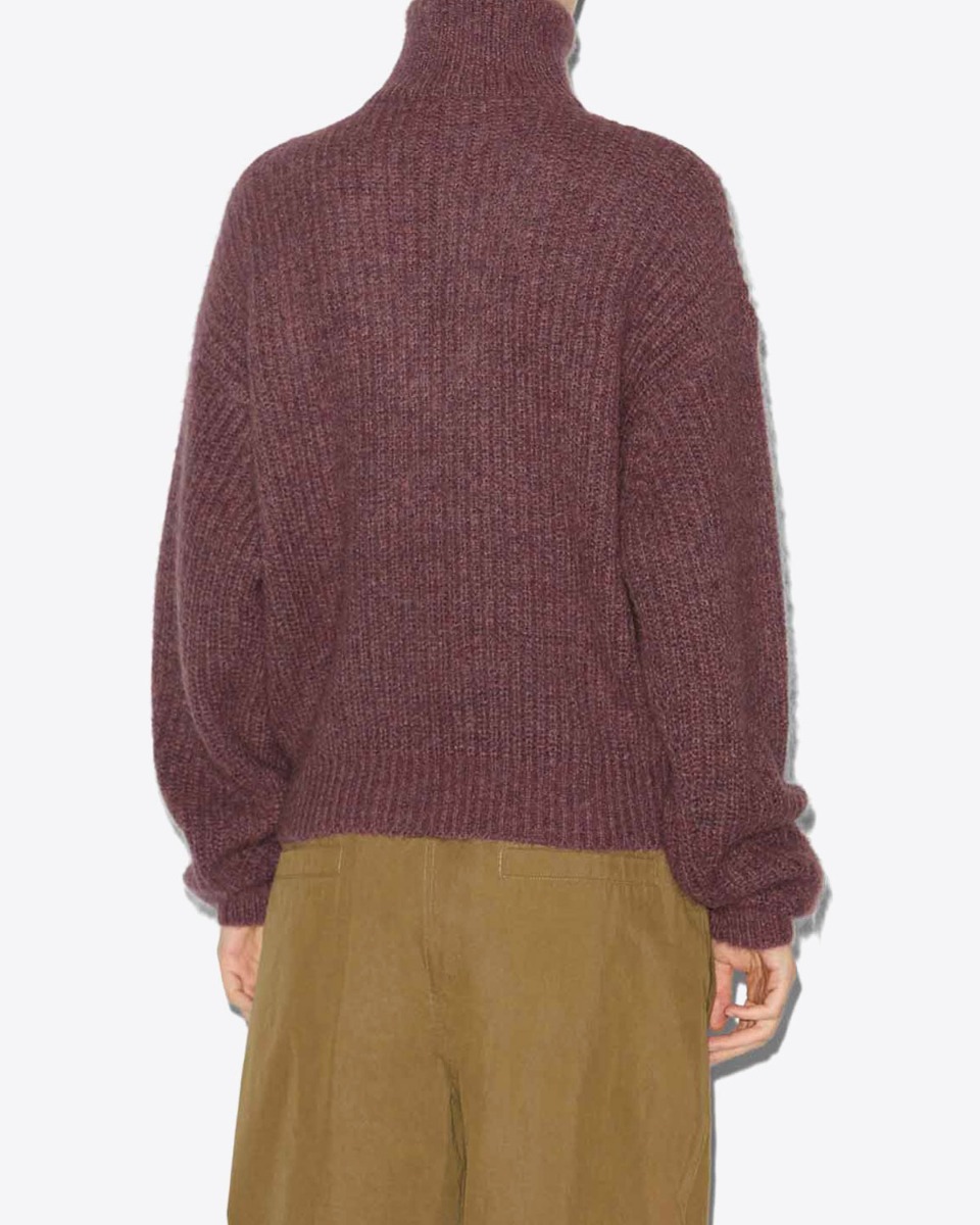 Pull camionneur Danita Isabel Marant Etoile en mohair et laine mélangée Rosewood porté de dos.