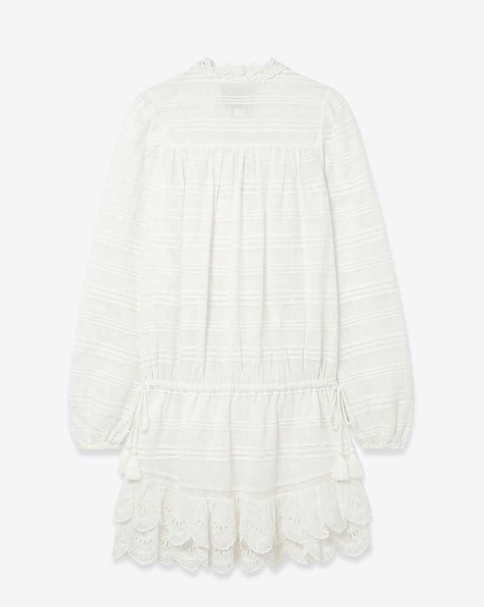 Robe Preya Isabel Marant Etoile en voile de coton blanc et dentelle, vue de dos.