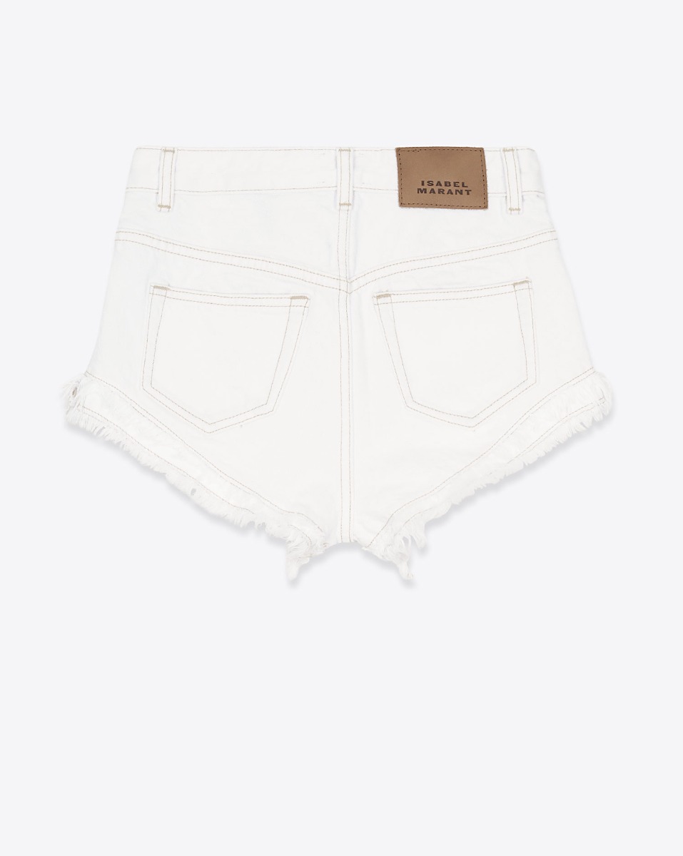 Mini-short Eneidala Isabel Marant en denim blanc. Vue de dos.