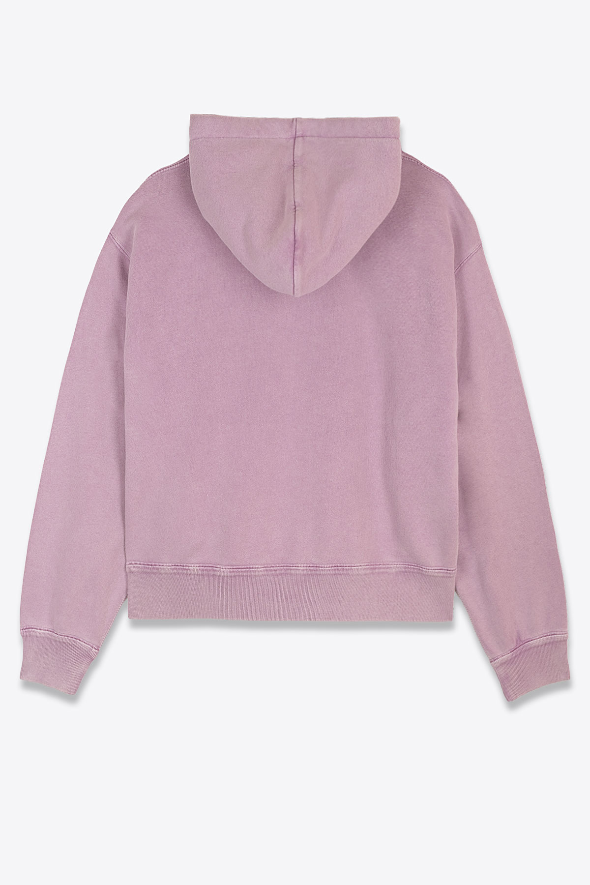 Sweat-shirt à capuche Salmy Isabel Marant Etoile en molleton rose mini logo floqué sur la poitrine écru. Vue de dos.