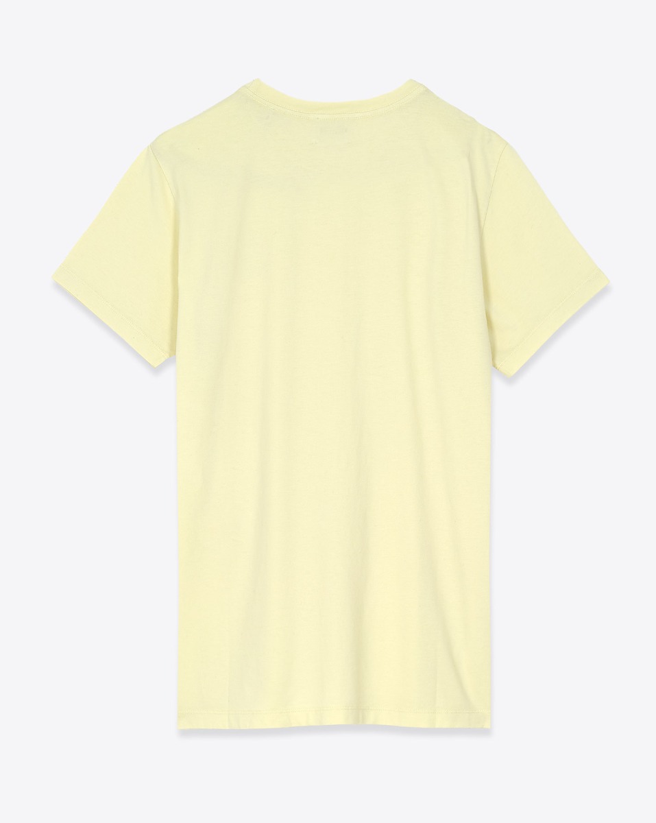 T-shirt Aby Isabel Marant &Eacute;toile en coton jaune p&acirc;le, logo bod&eacute; &eacute;cru au-dessus de la poitrine. Vue de dos.