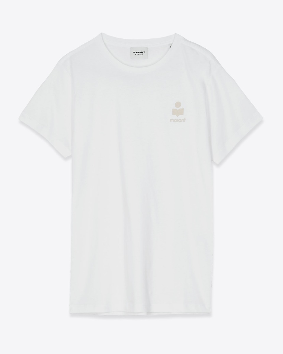 T-shirt Aby Isabel Marant &Eacute;toile en coton blanc mini logo brod&eacute; ton sur ton au-dessus de la poitrine. Vue de face. 