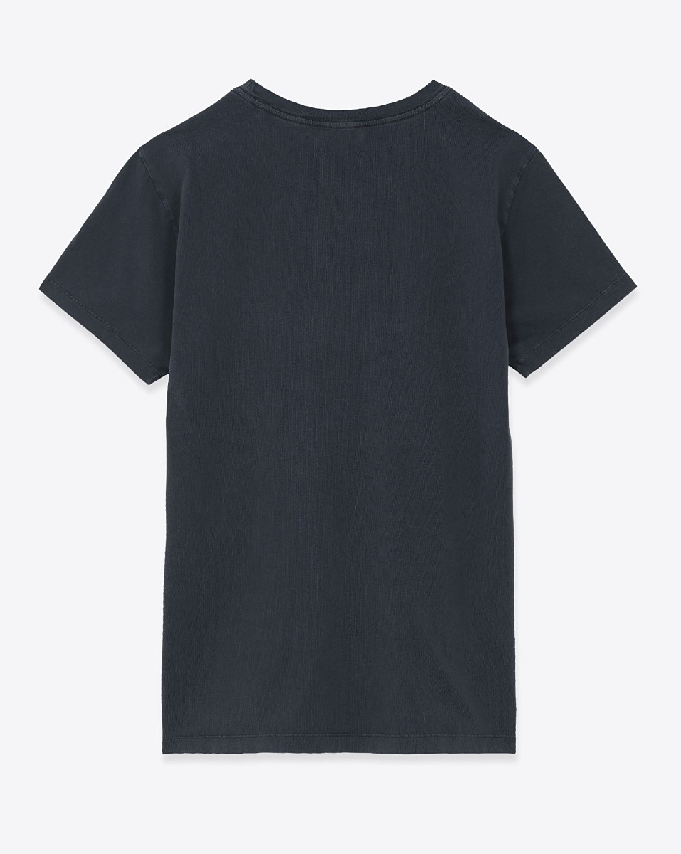 T-shirt droit &agrave; manches courtes Aby Isabel Marant Etoile en coton marine, logo brod&eacute; &eacute;cru. Vue de dos.