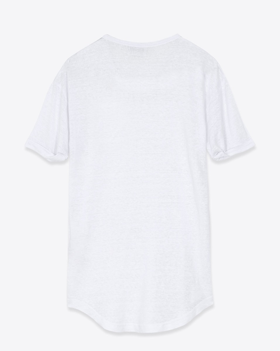 T-shirt Koldia Isabel Marant &Eacute;toile en lin blanc, logo jaune flock&eacute; au-dessus de la poitrine. Vue de dos.