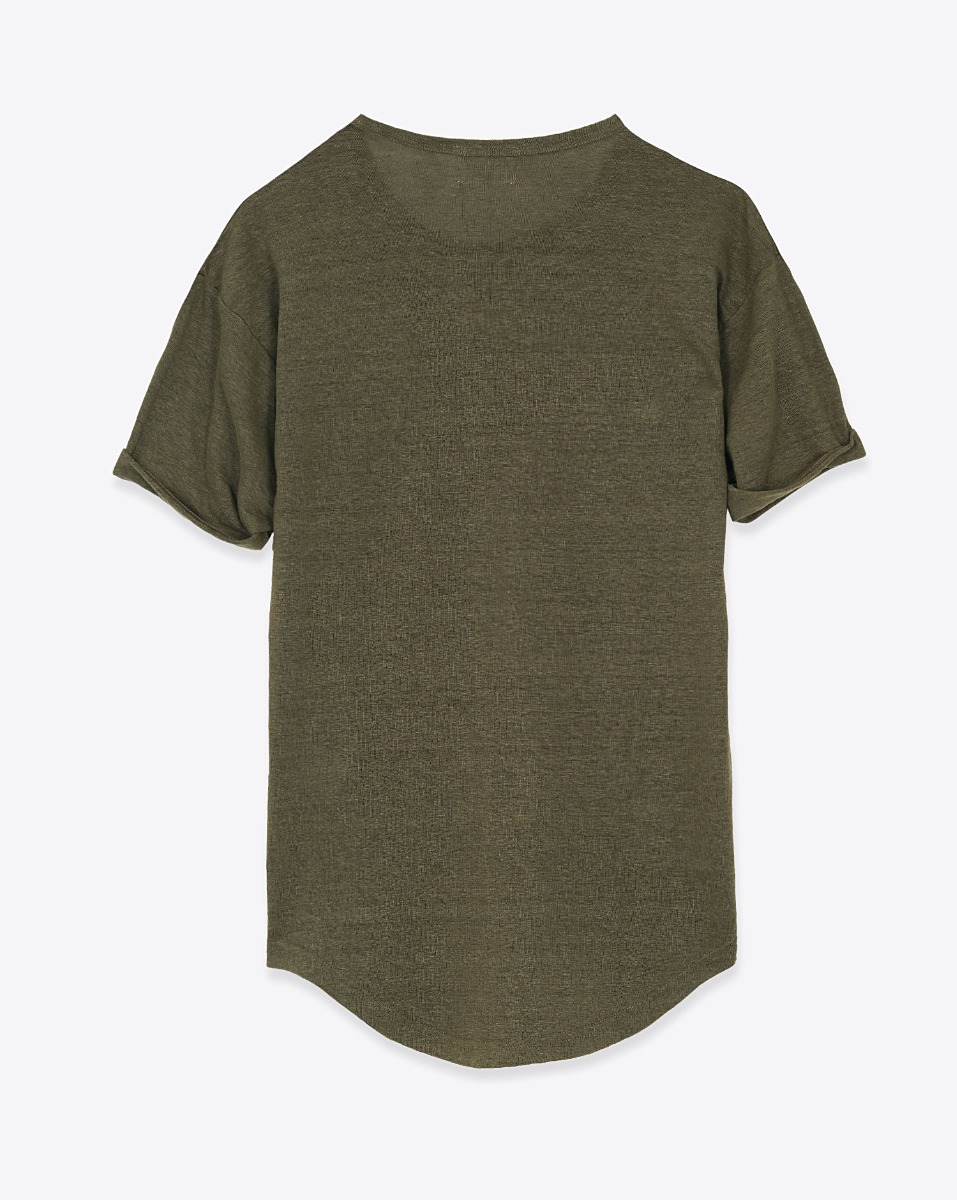 T-shirt ajust&eacute; &agrave; manches courtes roulott&eacute;es koldia Isabel Marant Etoile, logo lam&eacute; rose sur la poitrine. Vue de dos.