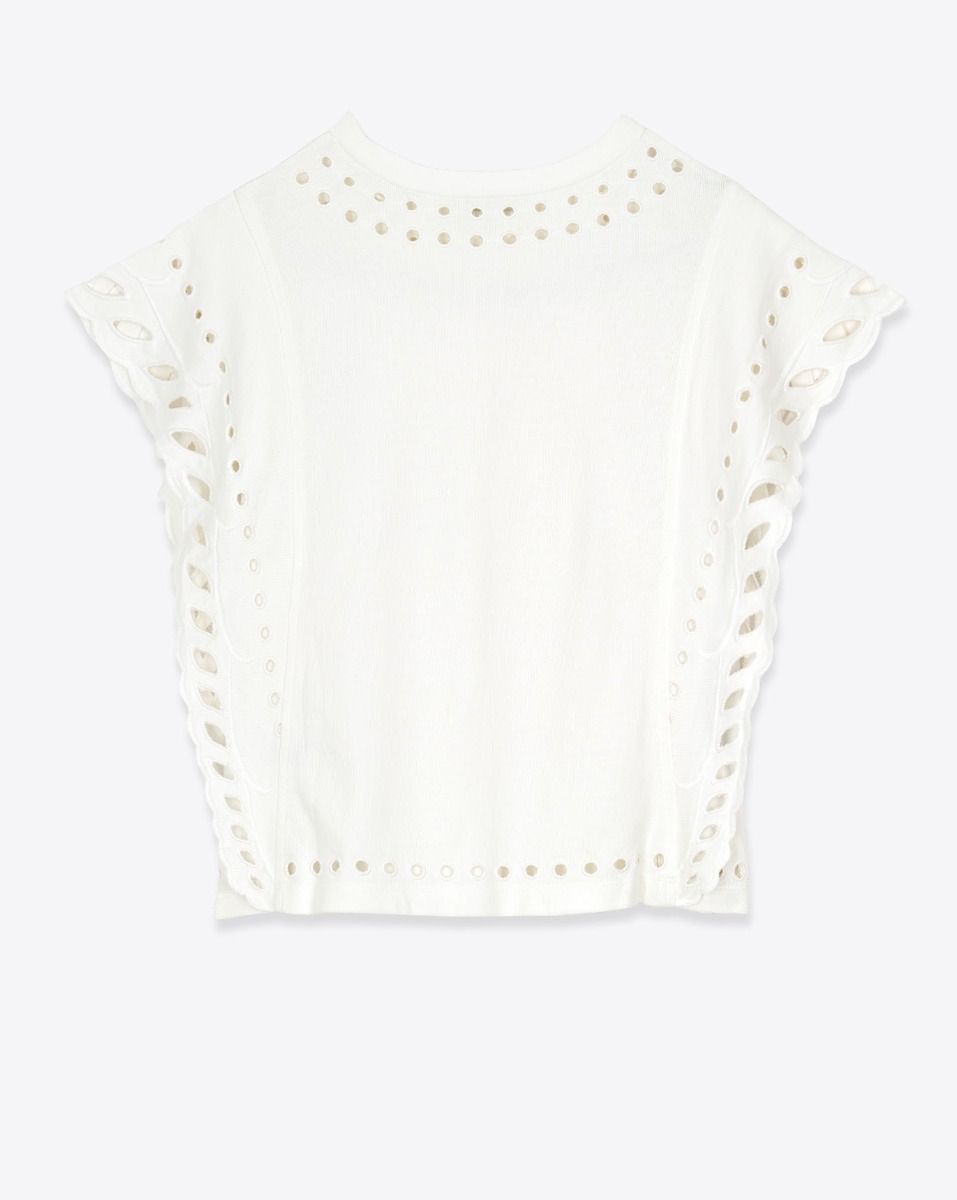 Tee-shirt court Odyle Isabel Marant Etoile en coton brod&eacute; &eacute;cru. Vue de dos.