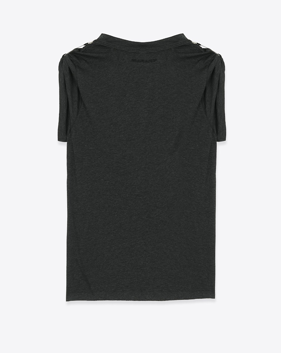 T-shirt Zelna Isabel Marant Etoile en coton et polyester anthracite. Vue de dos.