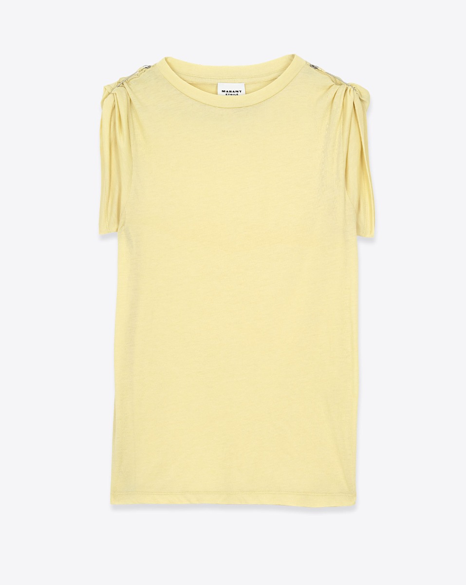 T-shirt Zelna Isabel Marant Etoile coloris Beurre (jaune p&acirc;le). Vue de face.