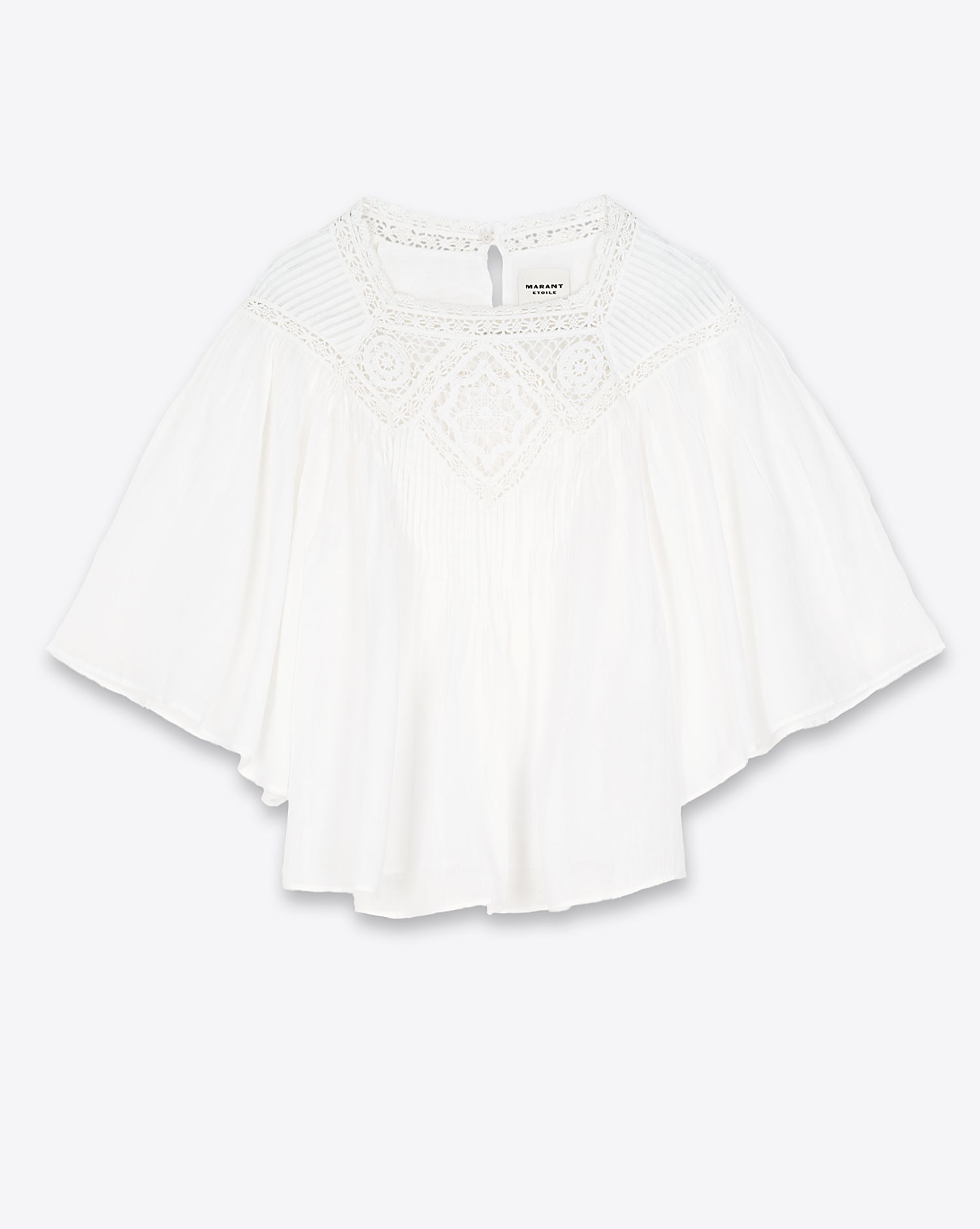 Produit Top Garia Isabel Marant Etoile en voile de coton et dentelle blanc. Face.