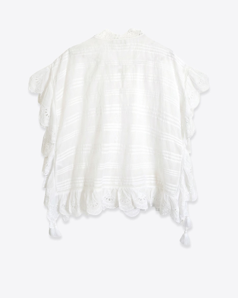Top Payton Isabel Marant Etoile en voile de coton blanc, dentelle et broderie anglaise, vu de dos.