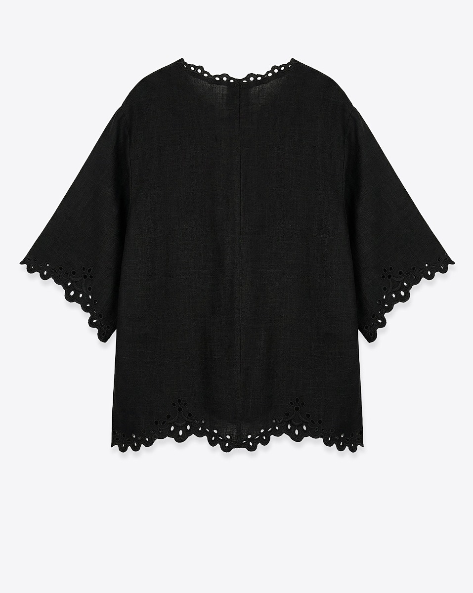 Top Shana Isabel Marant Etoile en coton brod&eacute; noir, vu de dos.