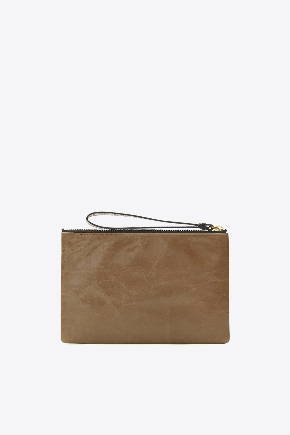 Produit Pochette avec anse porté main en cuir glacé kaki foncé Mino Isabel Marant. Dos.