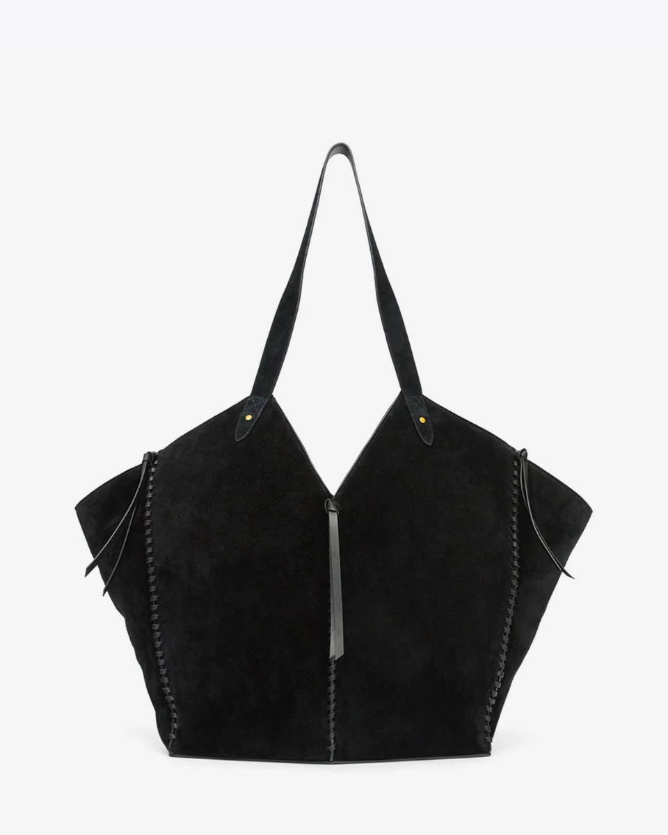 Sac Cabas Tampa Isabel Marant en cuir suédé noir. Vue de dos.