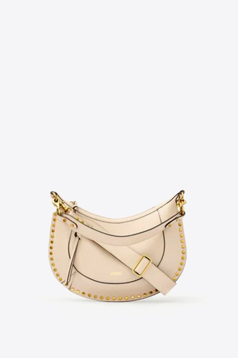 Sac Naoko Isabel Marant en cuir grain&eacute; craie. Vue de face.