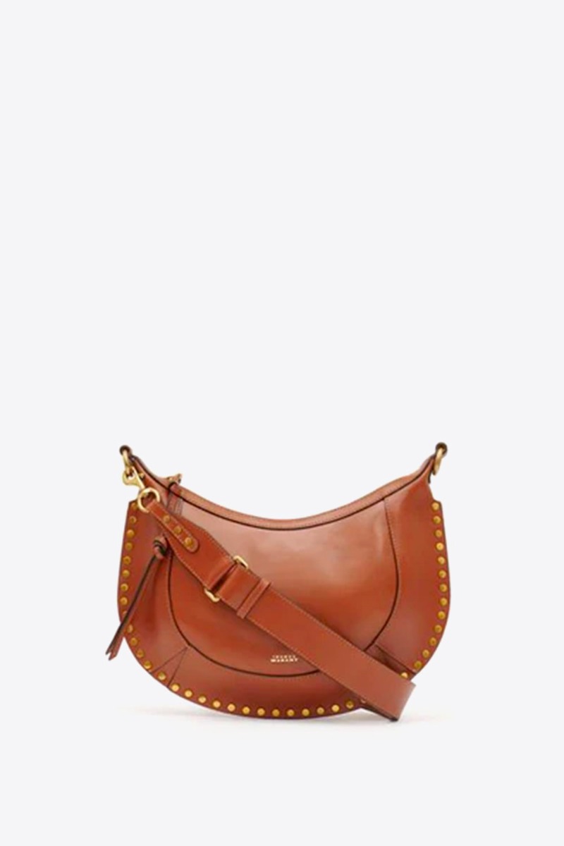 Sac Naoko Isabel Marant en cuir lisse cognac. Vue de face.