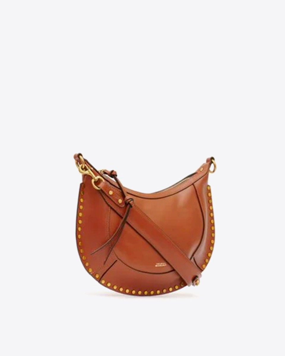 Sac Naoko Isabel Marant en cuir lisse cognac. Vue profil.