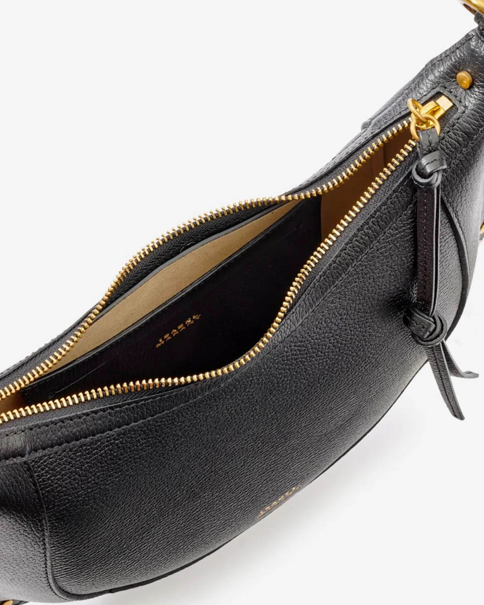 Sac Naoko Isabel Marant en cuir grain&eacute; noir. D&eacute;tail de l'int&eacute;rieur.
