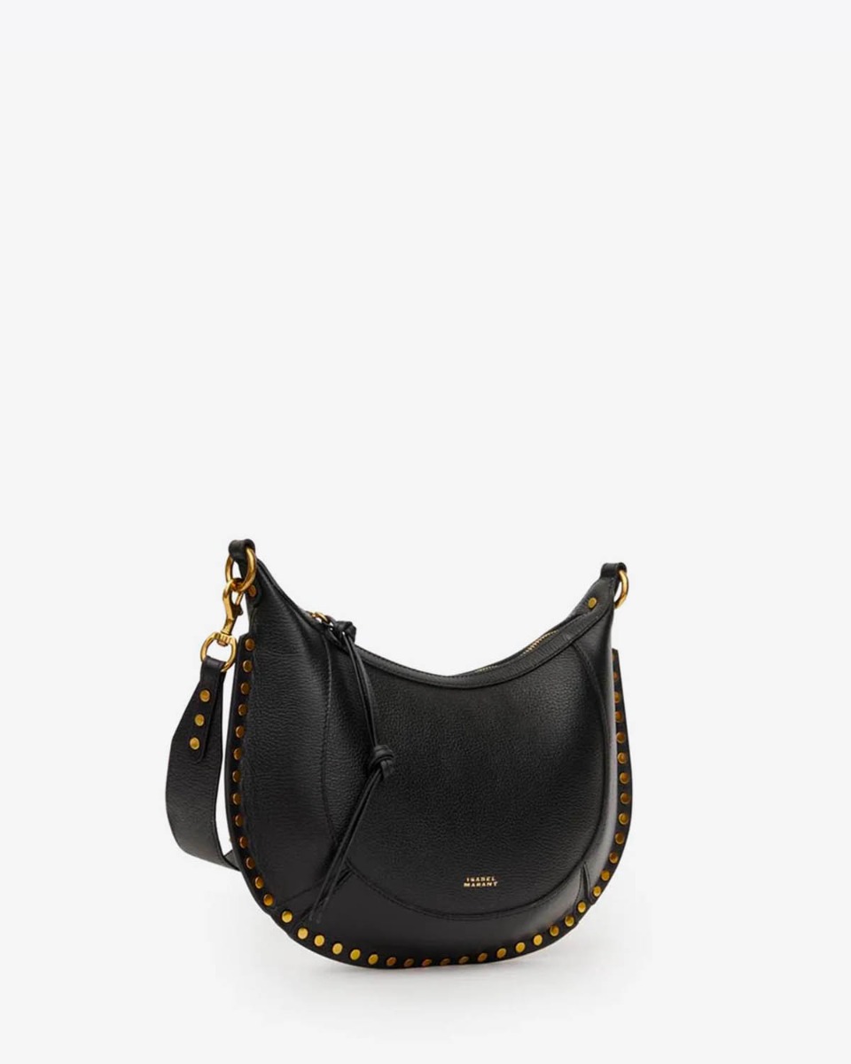 Sac Naoko Isabel Marant en cuir grain&eacute; noir. Vue de profil.