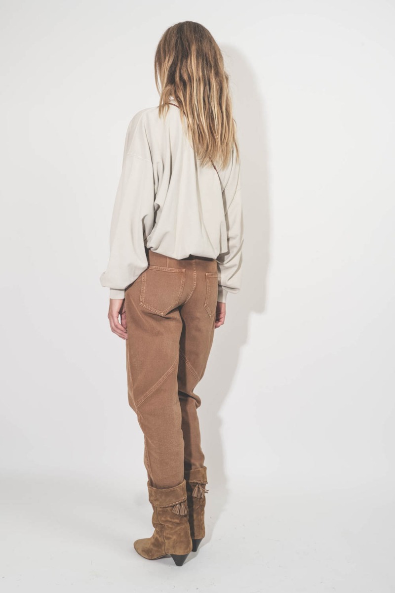 Sweatshirt Sauria Isabel Marant en coton drapé écru. Porté de dos.