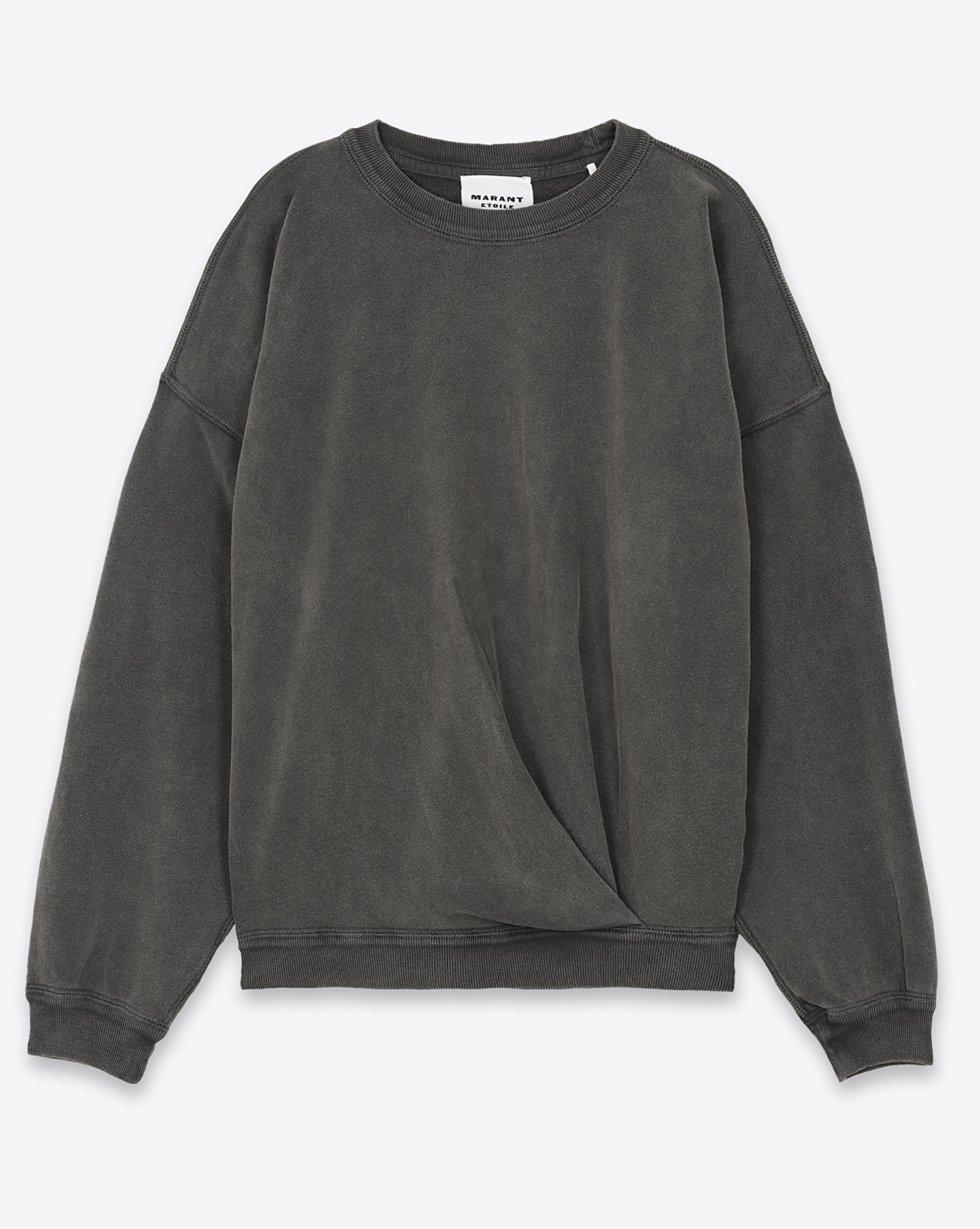 Produit Sweatshirt manches longues drapé devant Sauria Isabel Marant Etoile noir délavé. Vue face. 