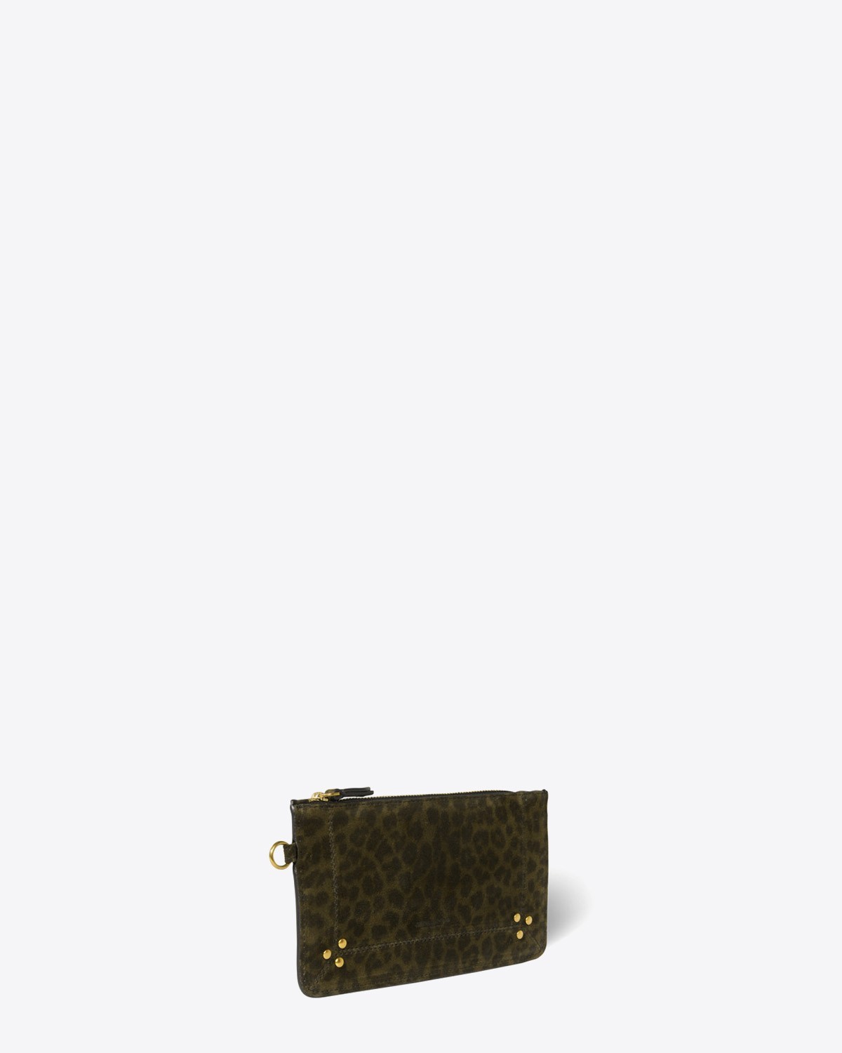 Jerome Dreyfuss Pochette Popoche S Cuir Suede Leopard Kaki