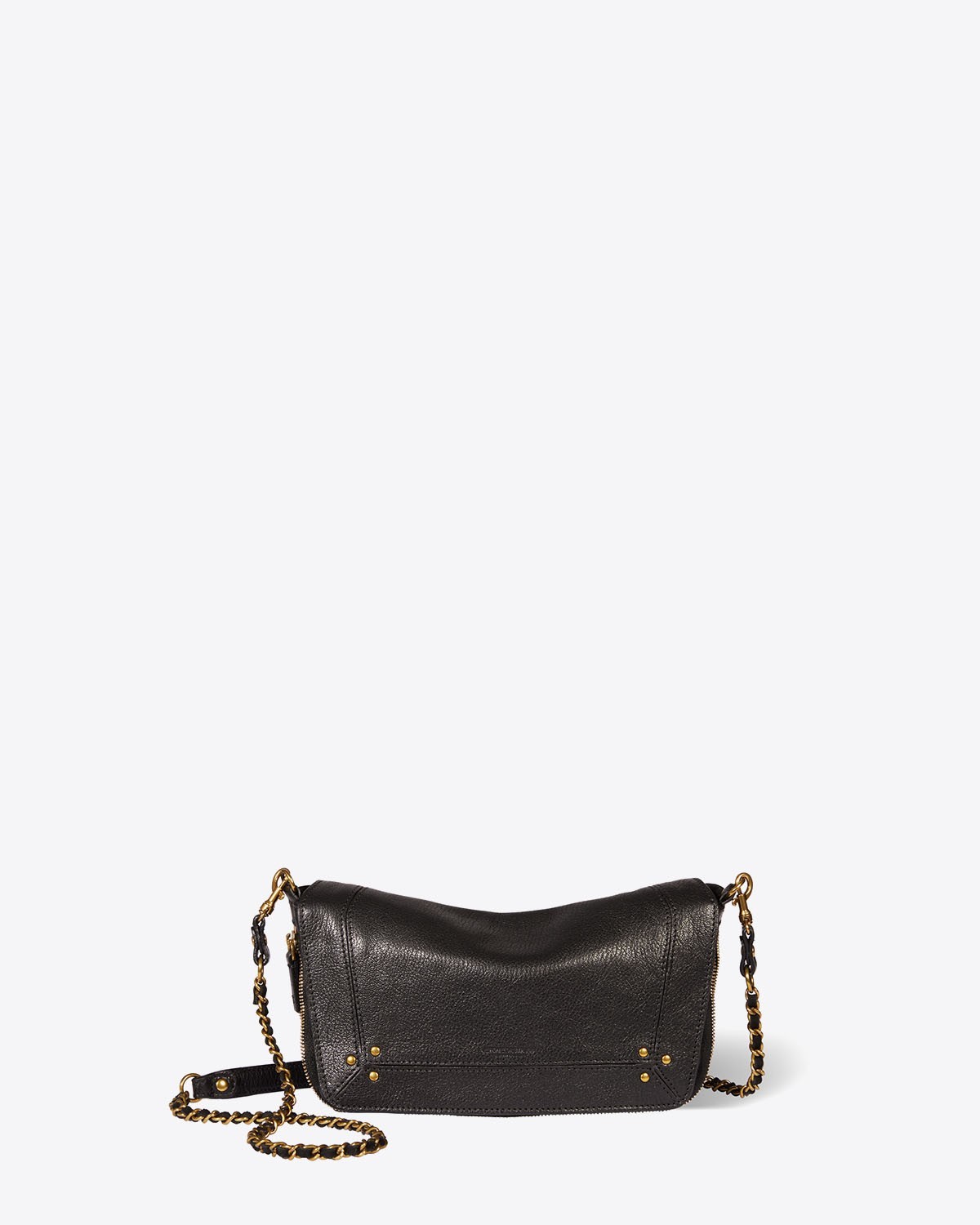 Sac bandoulière chaine Bobi S goatskin noir Jérôme Dreyfuss. Face.