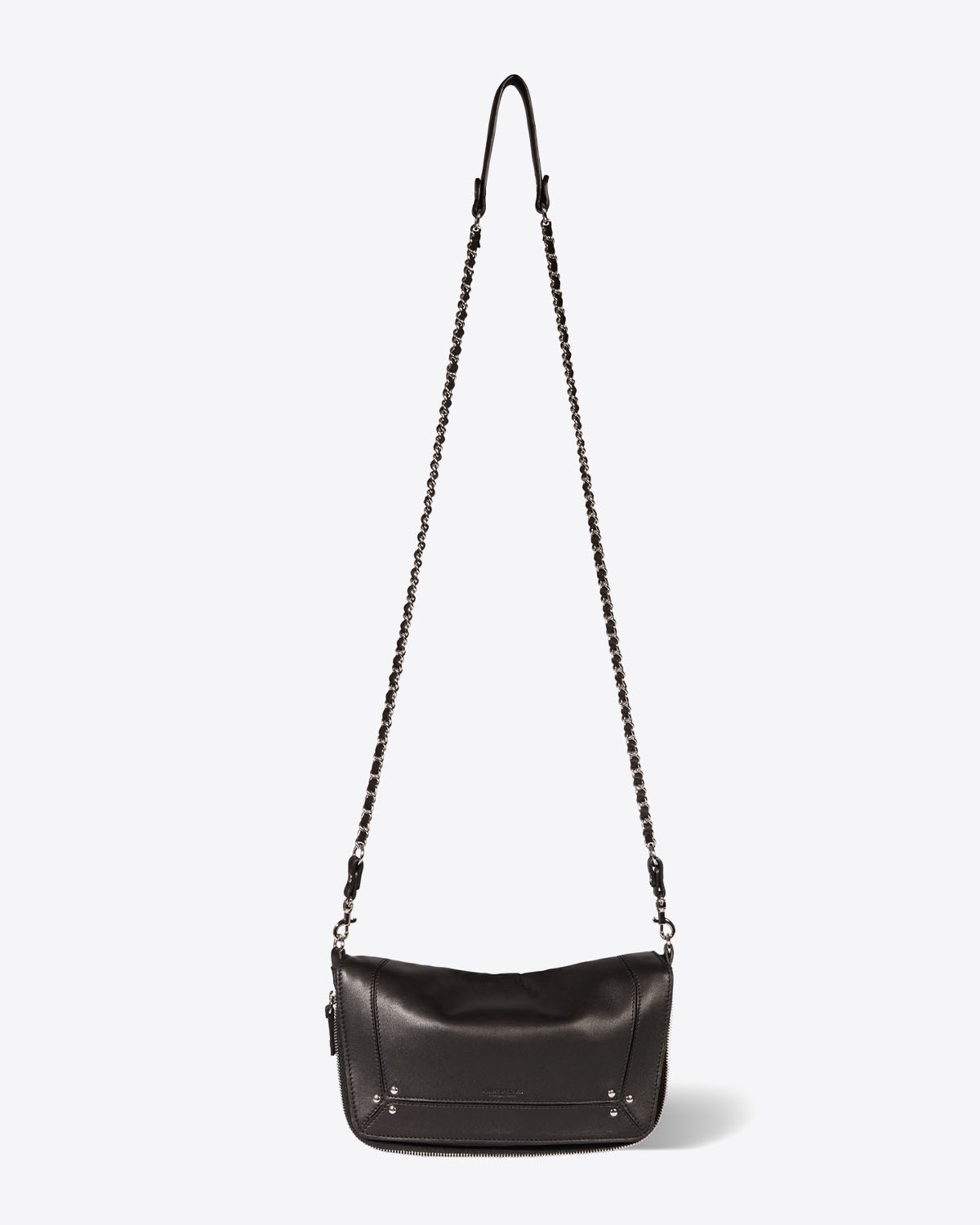 Sac bandoulière chaine Bobi S agneau noir silver Jérôme Dreyfuss.