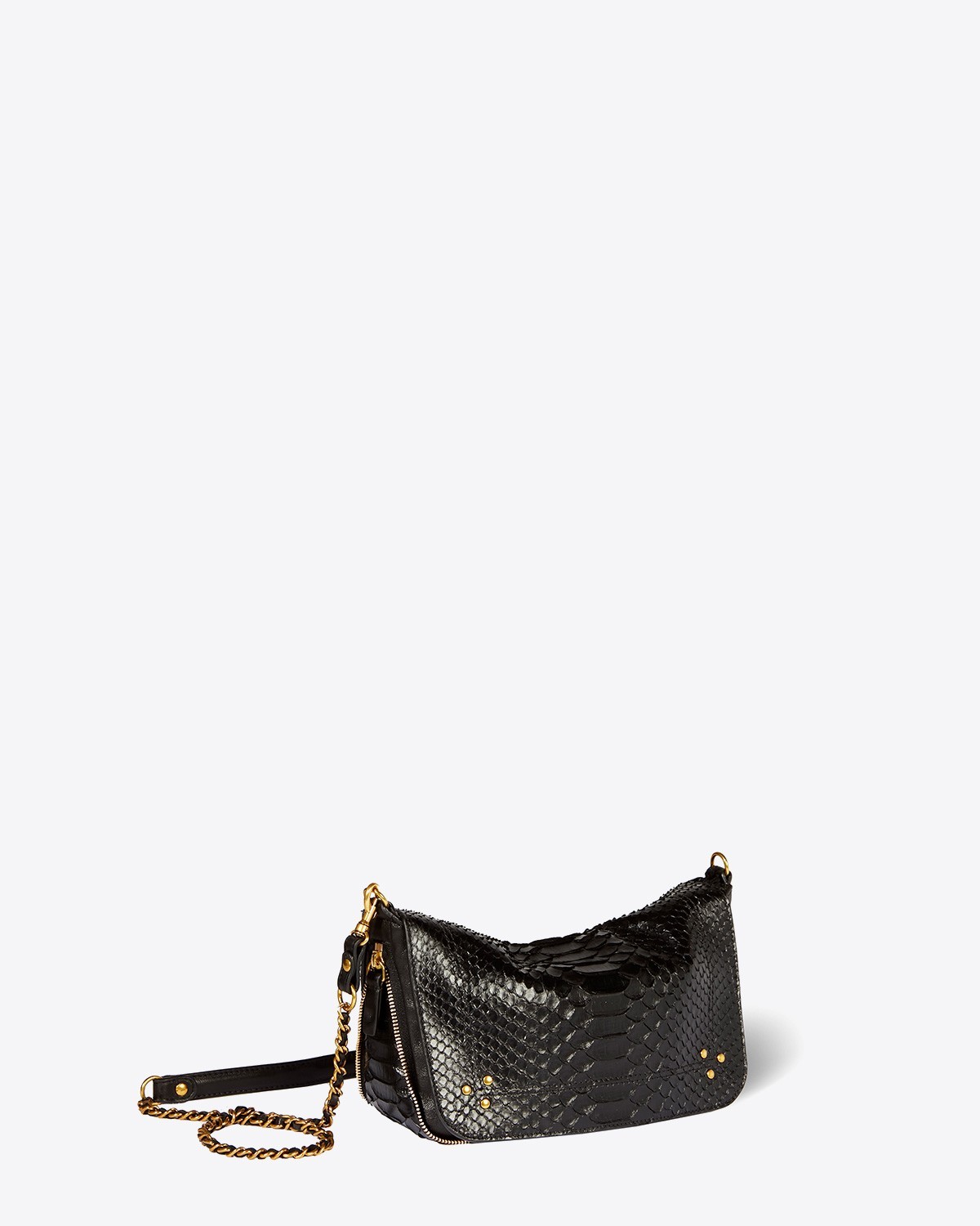Sac bandoulière Bobi S python noir Jérôme Dreyfuss. Profil.