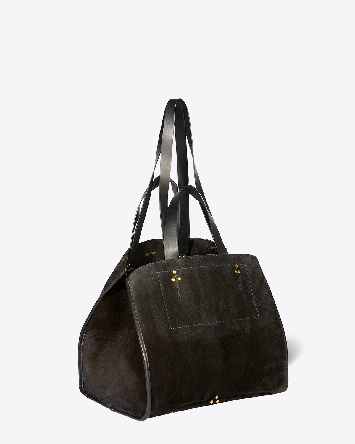 Sac forme cabas Léon M split suede noir Jérôme Dreyfuss. Profil. 