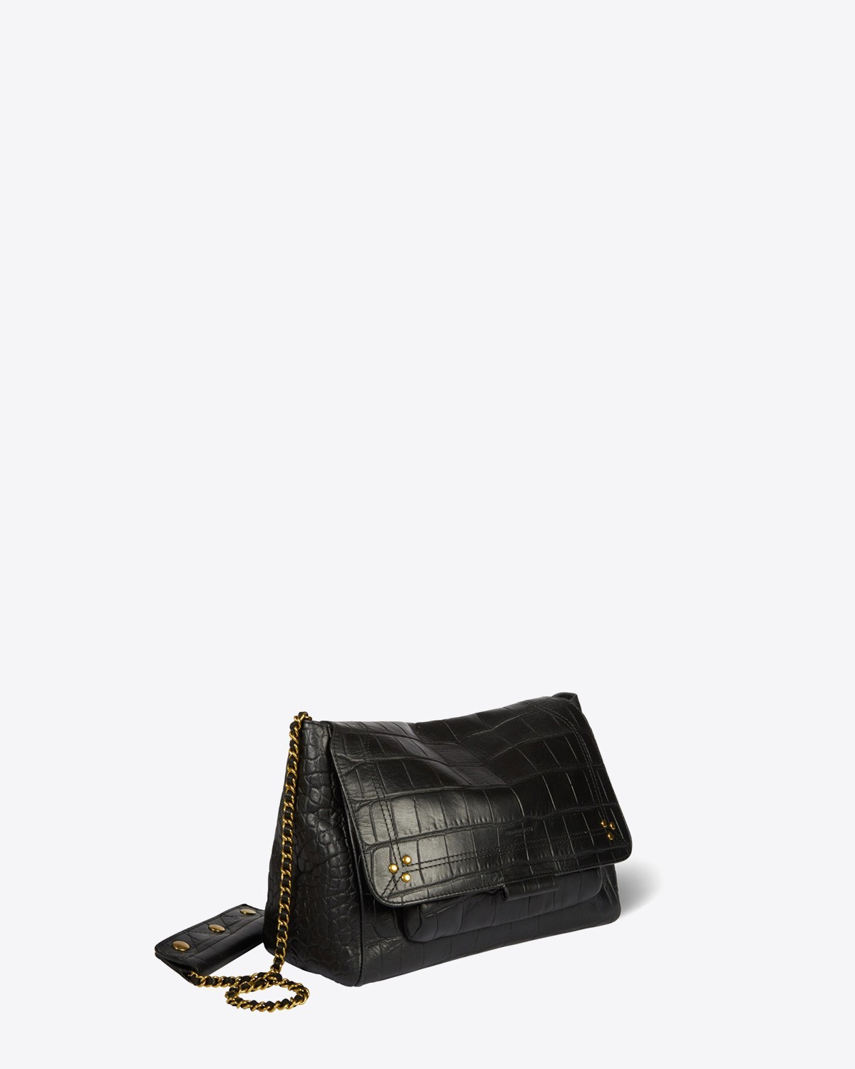 Sac Lulu L croco noir Jérôme Dreyfuss. Profil.