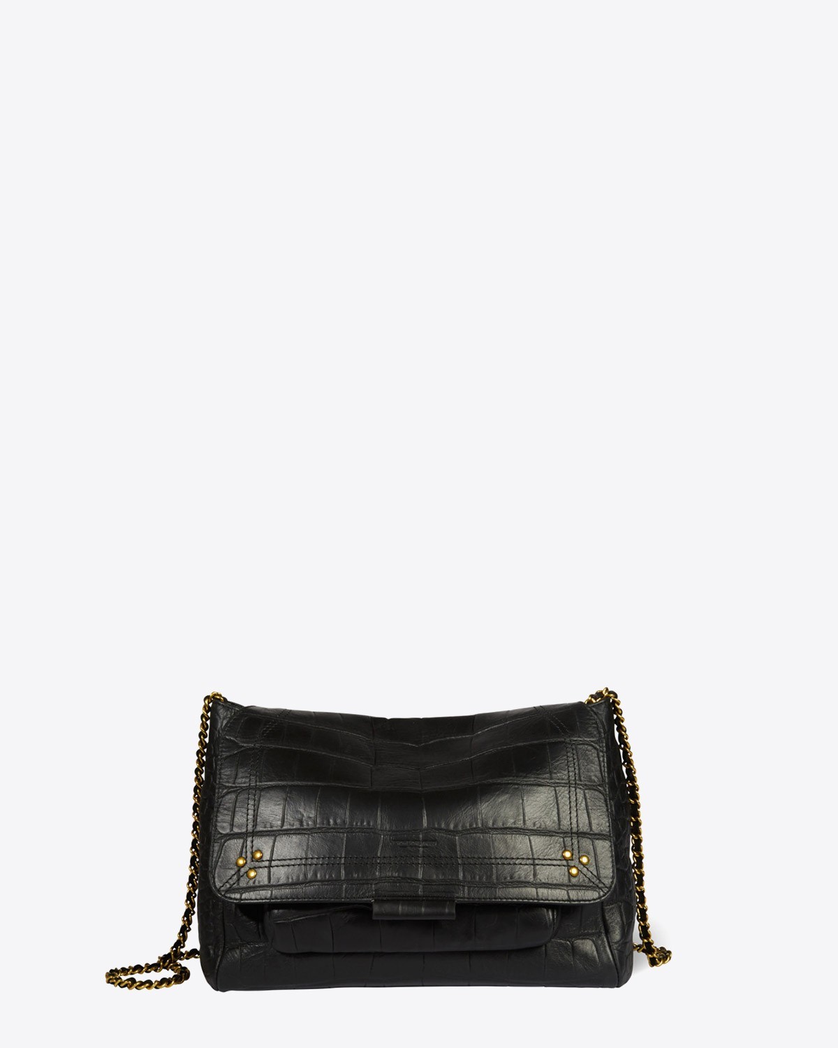 Sac Lulu L croco noir Jérôme Dreyfuss. Face.